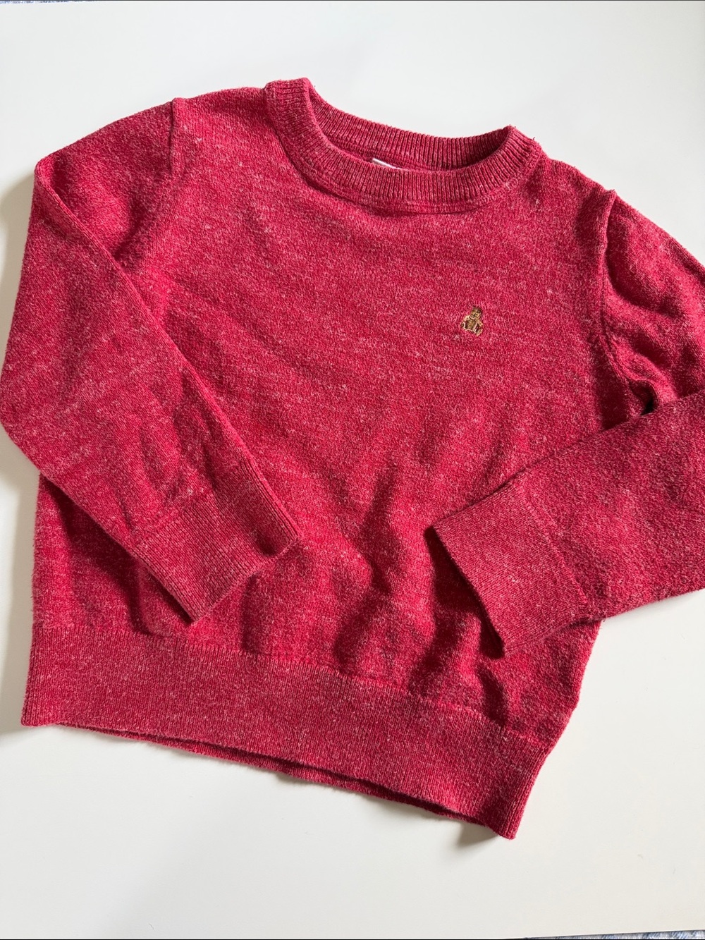 GAP Red Heather Crewneck Sweater with Teddy Logo